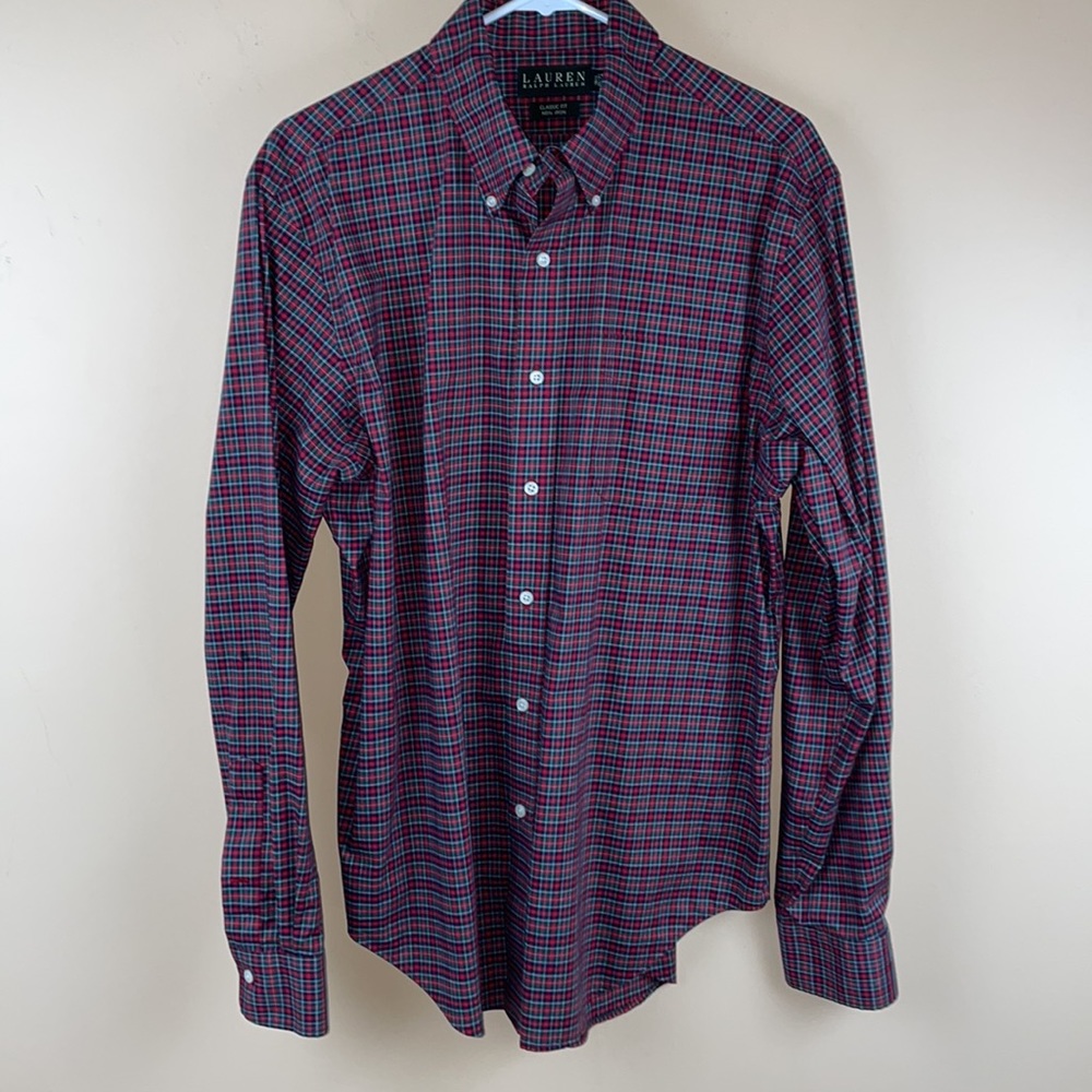Lauren Ralph Lauren men's button up red/green plaid shirt